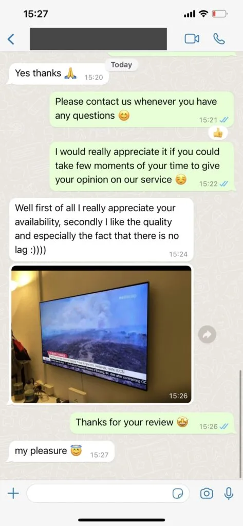 Captură de conversație WhatsApp despre Anume TV 2