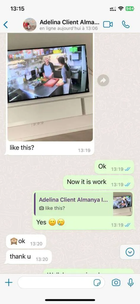 Captură de conversație WhatsApp despre Anume TV 4